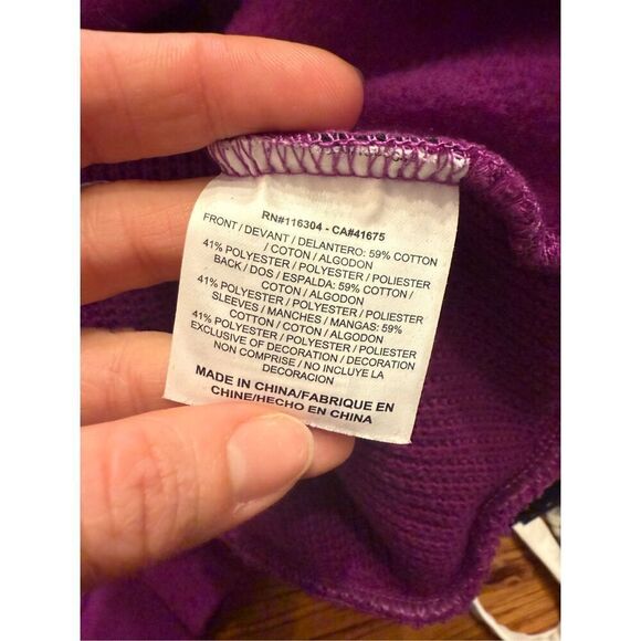 Converse Purple Long Sleeve Knit Cropped Logo Activewear Pullover Sweater Medium - Picture 5 of 6